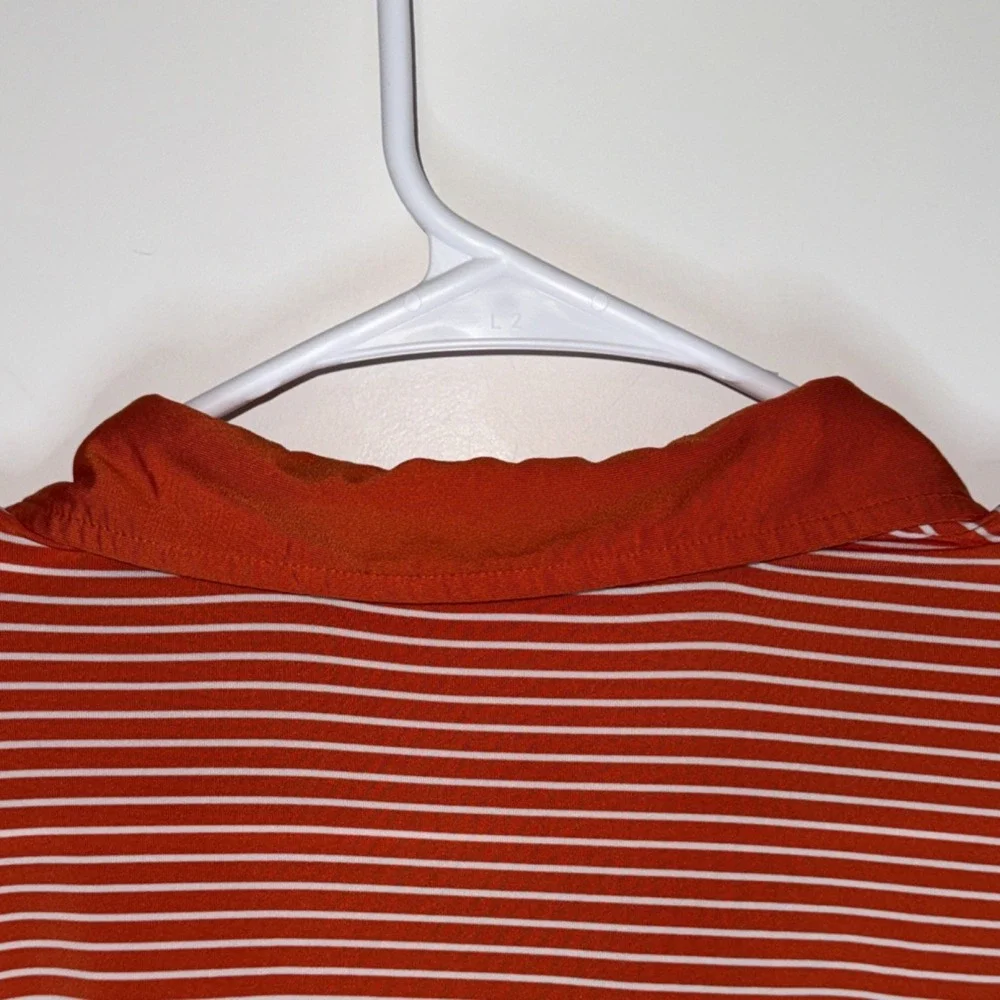 Ralph Lauren RLX Men's L Orange Striped Golf Polo Shirt Short Sleeve